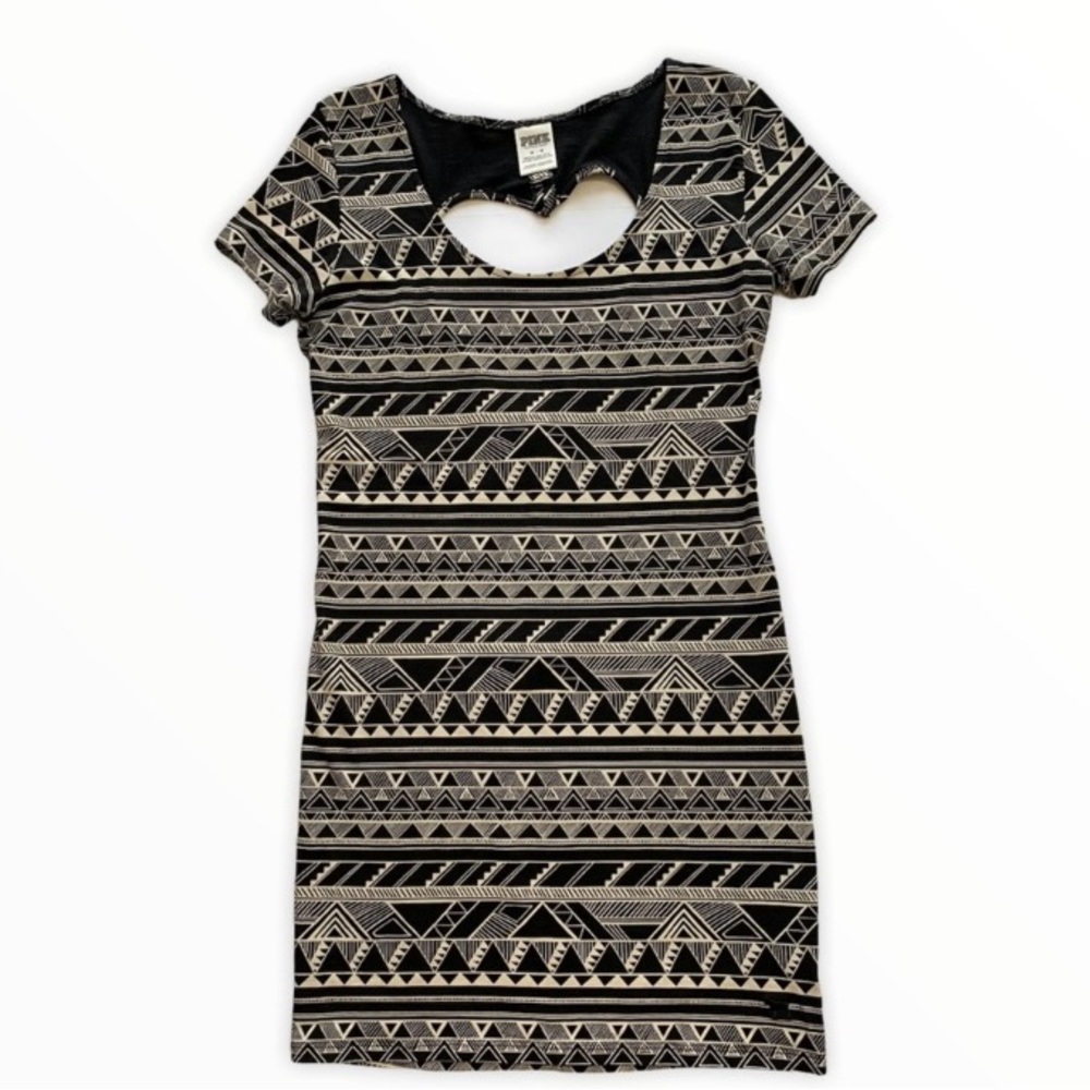 PINK Victoria's Secret Black and Cream Dress Sz M